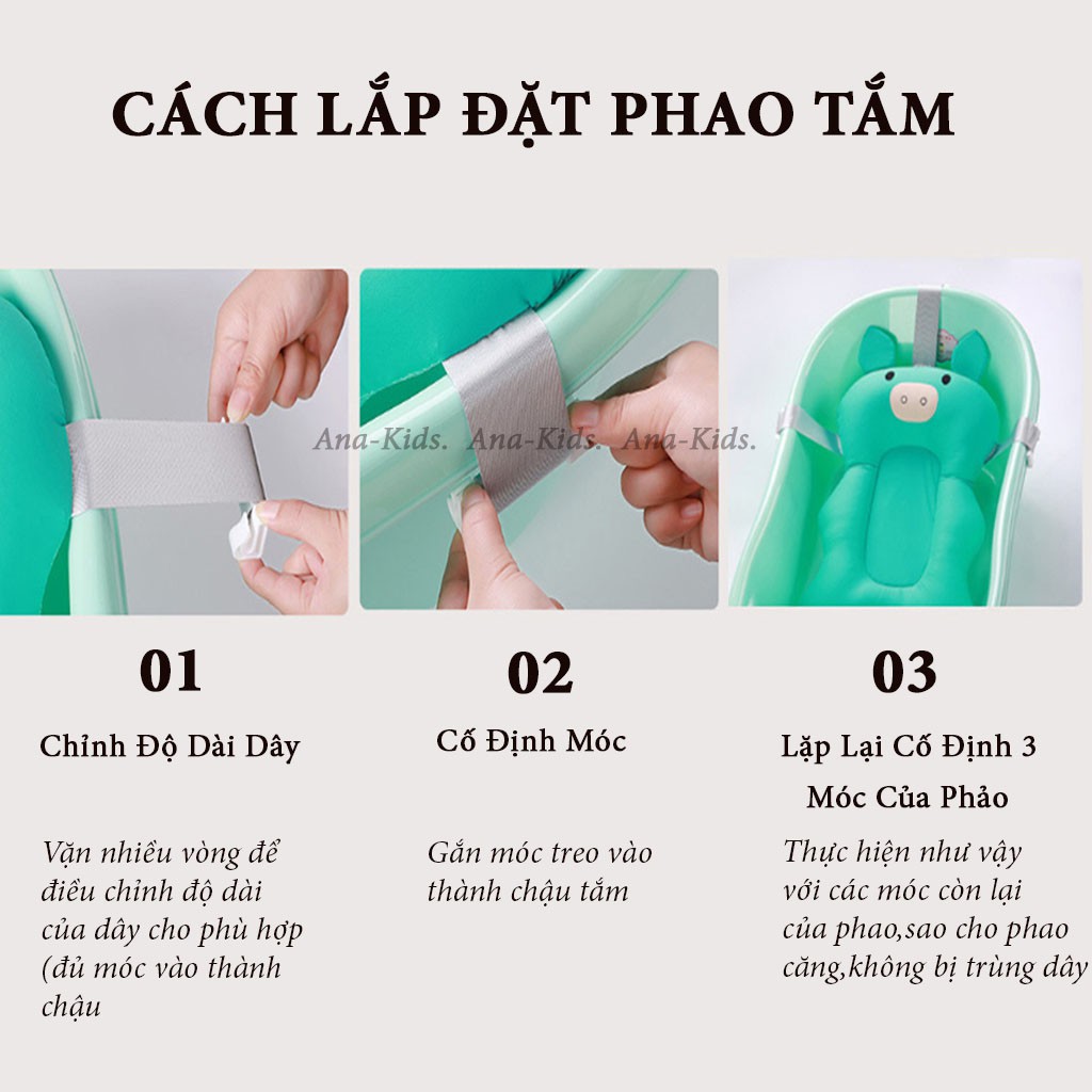 Phao tắm,đệm tắm sơ sinh cao cấp cho bé có quai cài chắc chắn