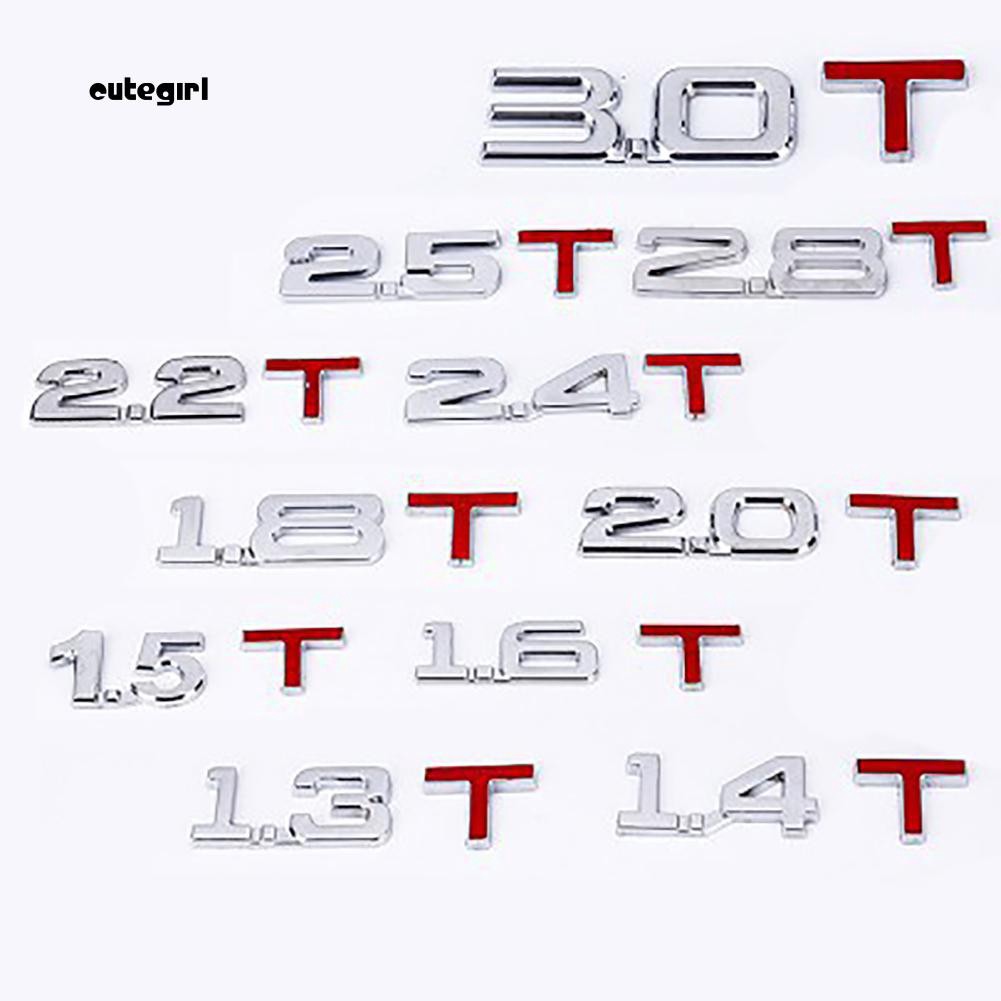 Logo 3D bằng kim loại dán trang trí xe hơi 1.6 1.8 2.0 3.0 T