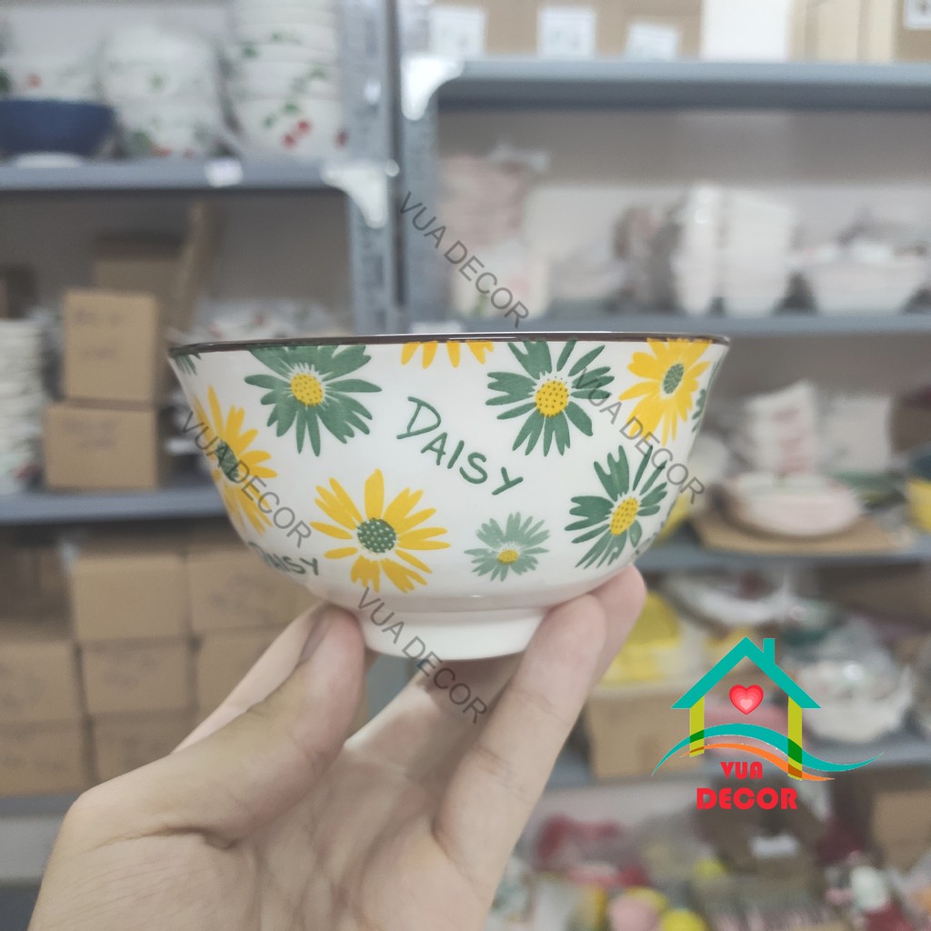 Set Bát Đĩa HOA CÚC Daisy Bát đĩa ăn cơm ăn mì, decor bàn ăn dễ thương B63