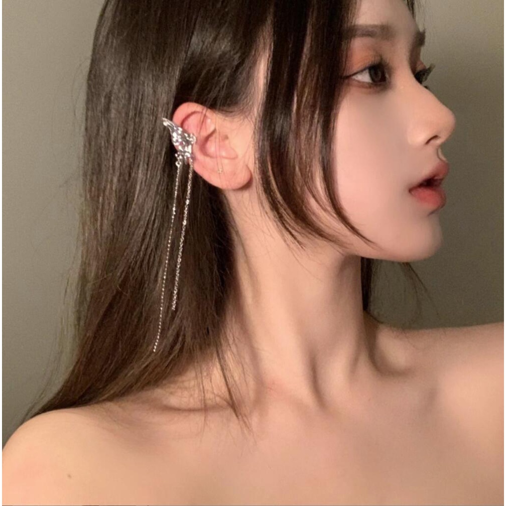 Bingo Bông Tai Dạng Kẹp Hình Bướm Tua Rua Không Cần Xỏ Lỗ Khí Quyển Cho Nữ