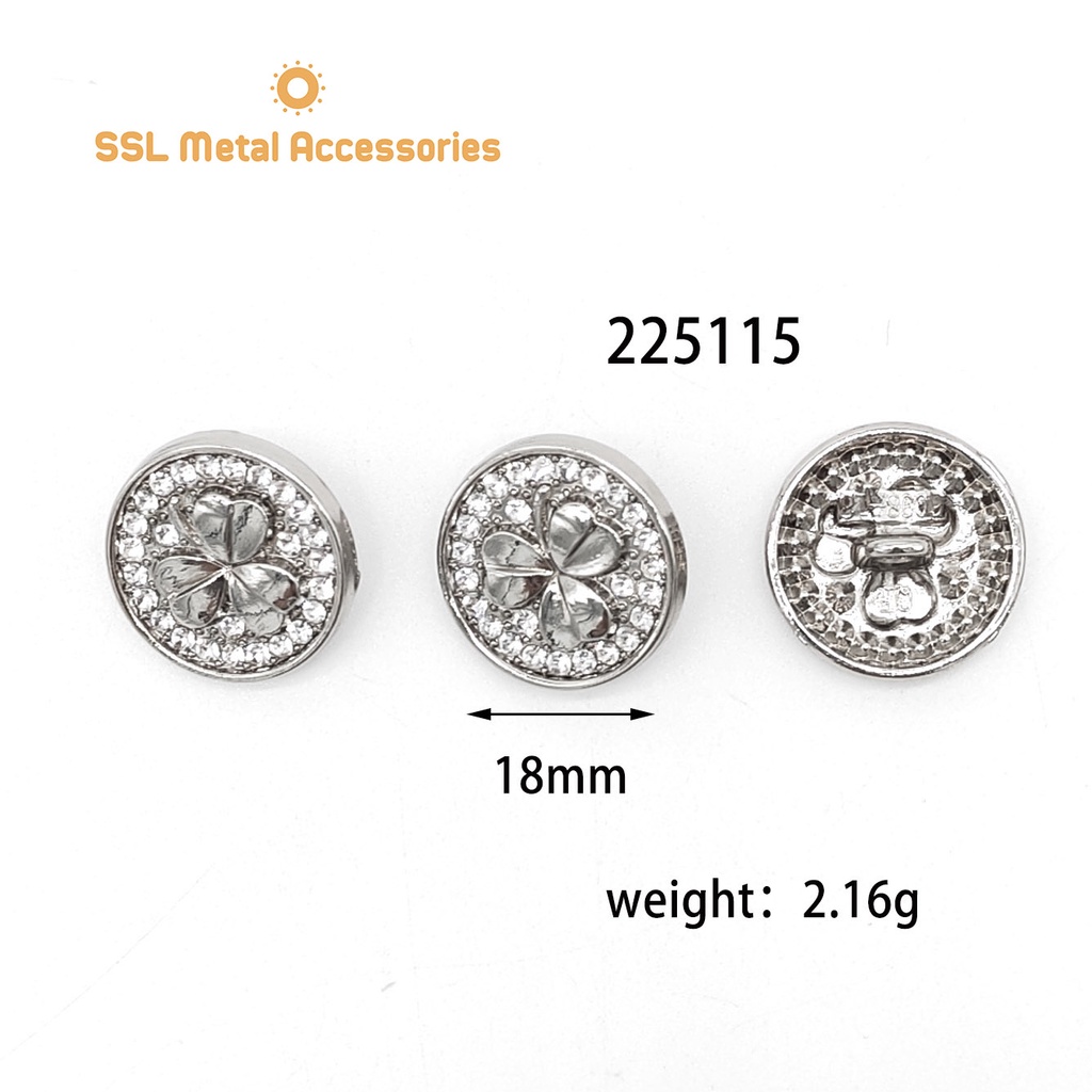 Set 10 Cúc áo nút áo kim loại thời trang dành cho váy đầm, áo sang trọng Alloy Button 225115, #ssl_accessories