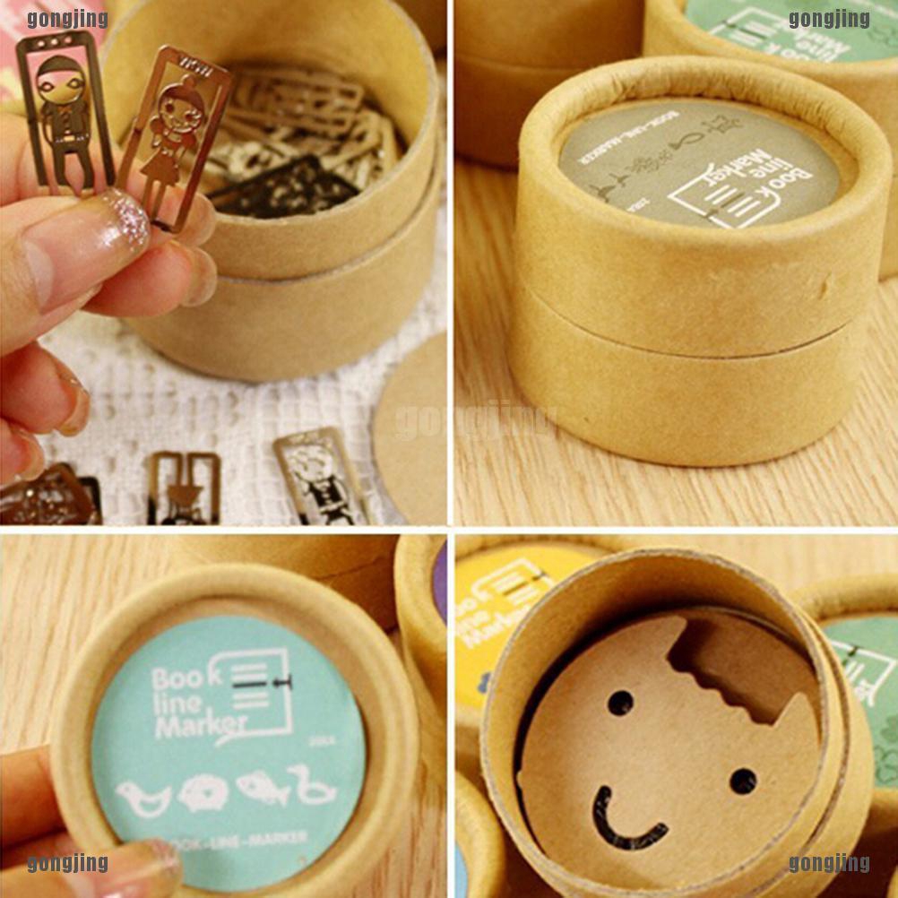 Bộ 20 Thẻ Đánh Dấu Trang Sách Mini Bằng Kim Loại Kèm Hộp Đựng Dễ Thương