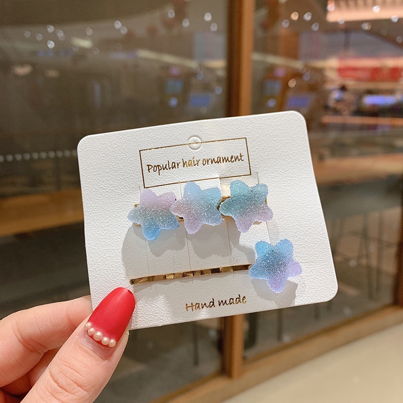 Kẹp tóc hình ngôi sao/ trái tim mềm màu kẹo thời trang cho bé gái