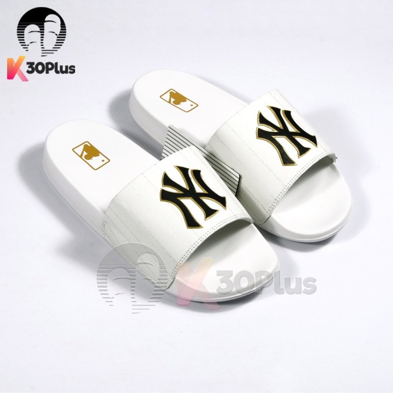 Dép  MLB Quai Ngang logo In đen, trắng