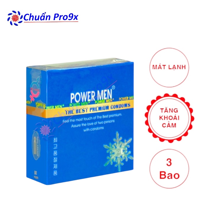 Bao cao su Powermen Prozen hương bạc hà mát lạnh 3 bao