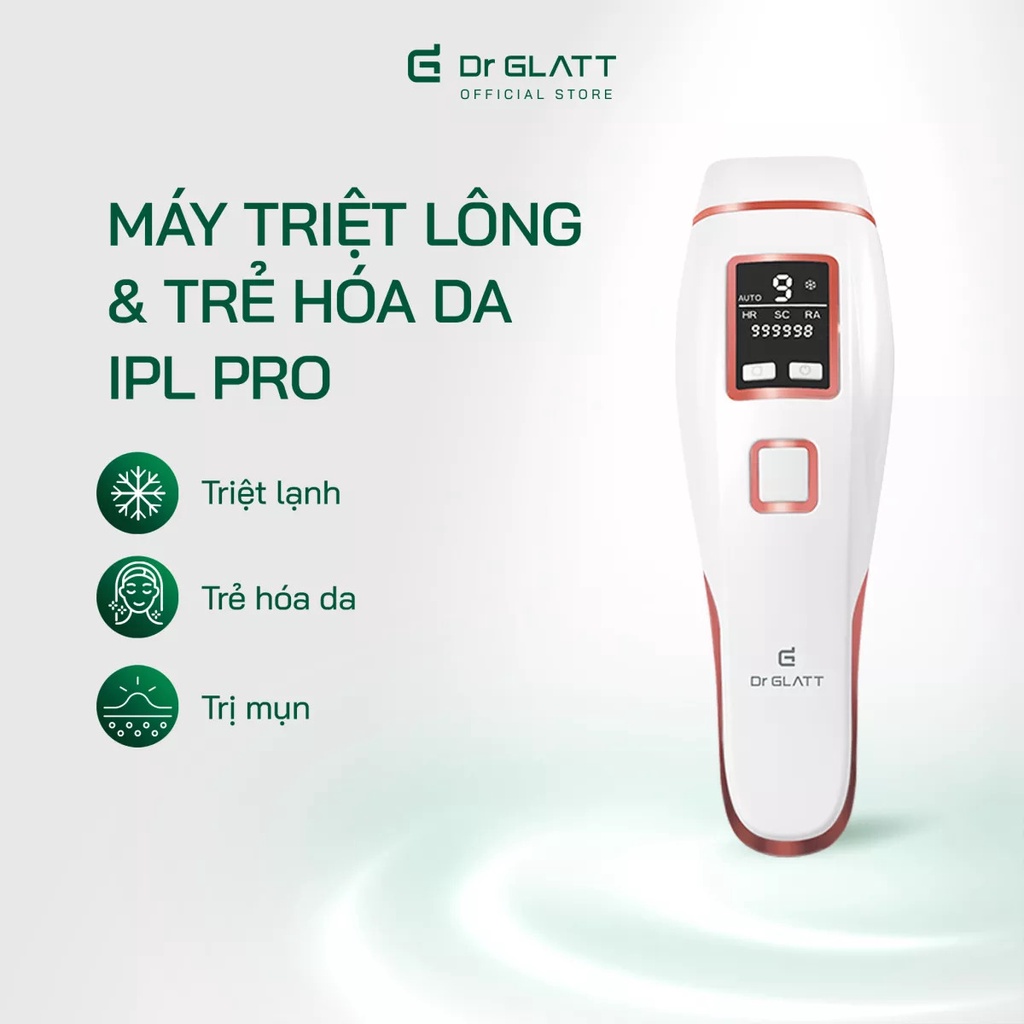Máy triệt lông mini và trẻ hóa làn da Dr Glatt IPL PRO tích hợp chế độ triệt lạnh