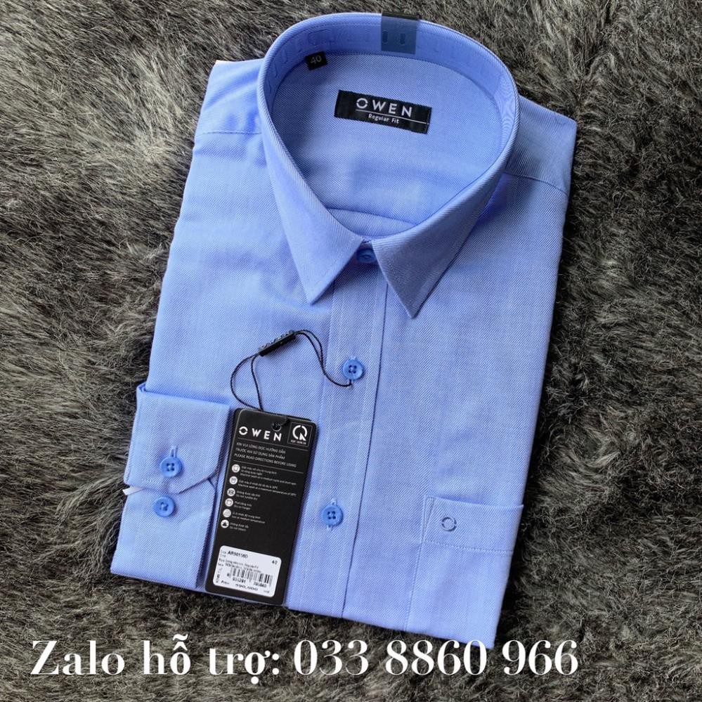 Sale Chính Hãng OWEN - Áo sơ mi dài tay Owen Regular fit  màu xanh AR 90158 hot 🌺 neww * ! %