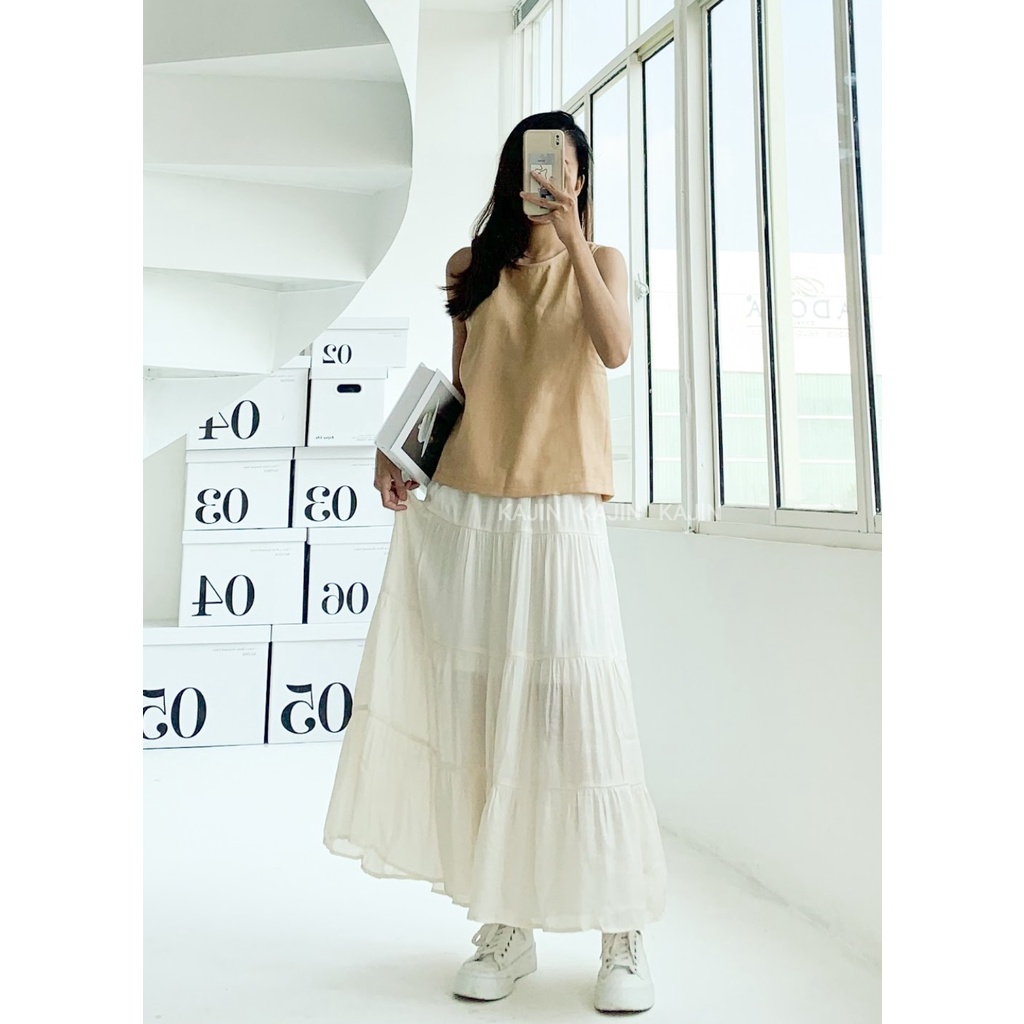 Chân Váy Nữ Midi Dáng Dài 2 Lớp Lưng Thun Siêu Xinh