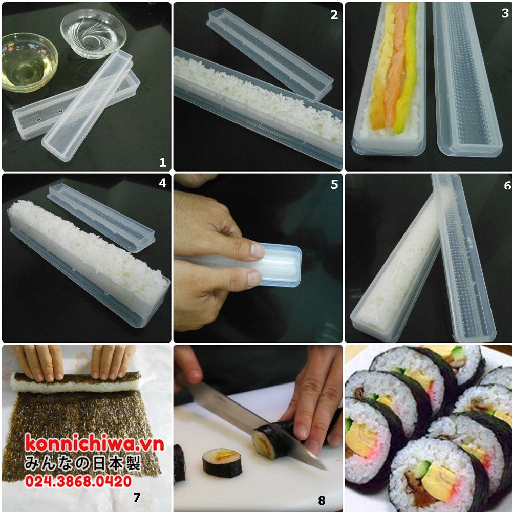 Khuôn Làm Cơm Cuộn, Sushi SANADA Nhật Bản Cho Bé - Thông Minh, Tiện Dụng