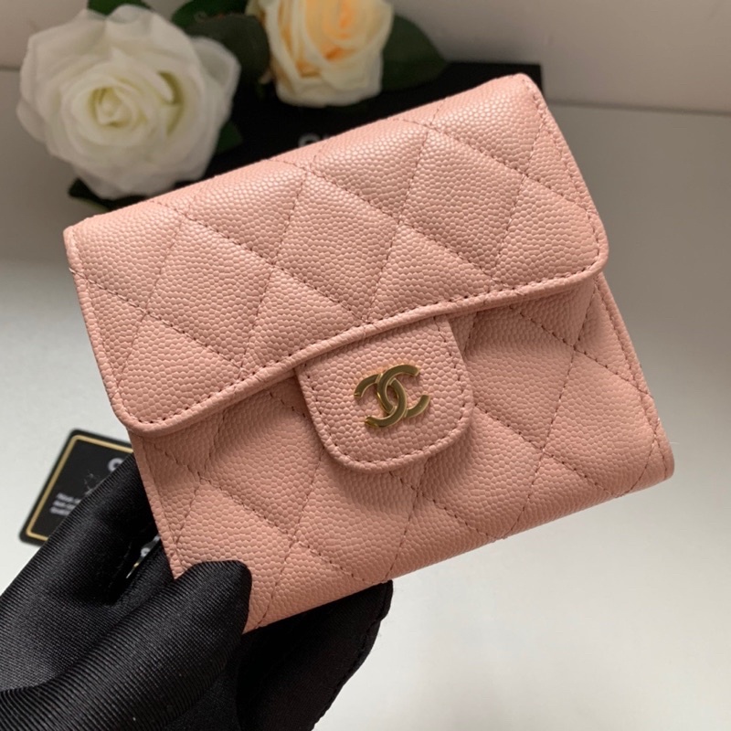 Ví gập nhỏ gọn cho nữ thương hiệu Gucci GC da thật cao cấp màu hồng pátel hàng vip 1-1
