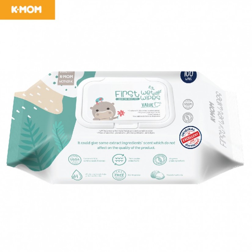 Khăn ướt K-Mom KM13563 vân nổi có nắp 100c