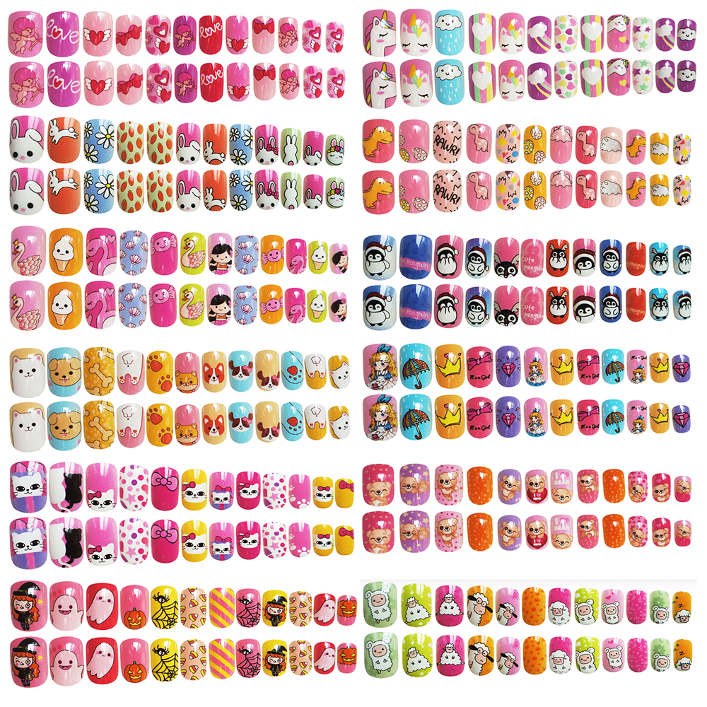 [Hàng mới về] Set 24 Móng Tay Giả Xinh Xắn Cho Bé Gái