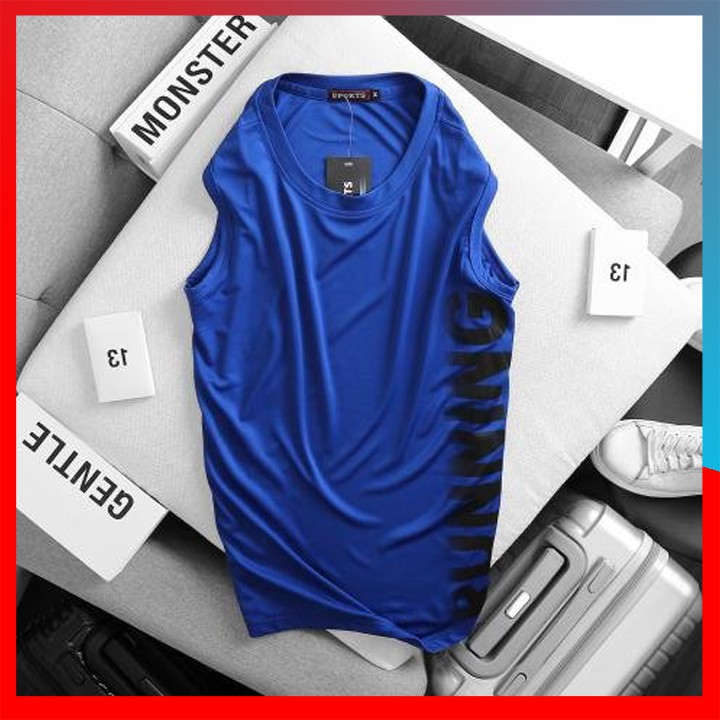 Áo Thun 3 Lỗ Sát Nách Trơn Màu In Running, Thun Lạnh Thể Thao 4 Chiều Cao Cấp - GM