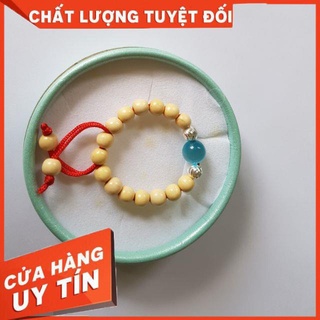Vòng dâu tằm 2bi bạc kết hợp  đá mệnh
