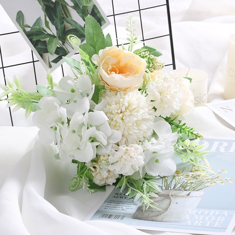1 Nhánh Hoa Hồng Nhân Tạo Lãng Mạn Dùng Cho Trang Trí Tiệc Cưới/Văn Phòng/Nhà Cửa