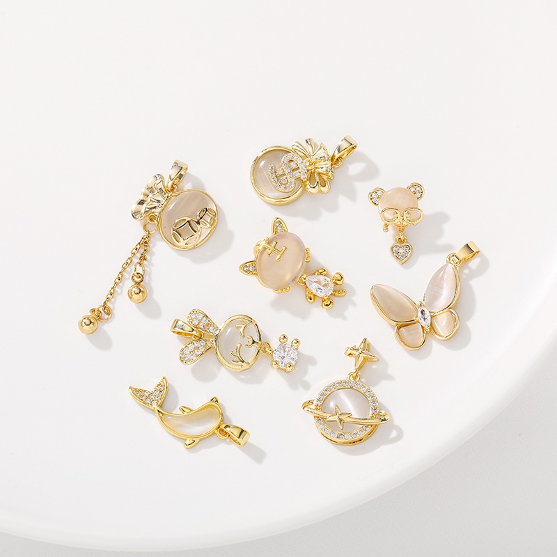Mặt Dây Chuyền Bằng Đồng Mạ Vàng 18K diy Hình Túi Đựng Tiền Thỏ Mắt Mèo