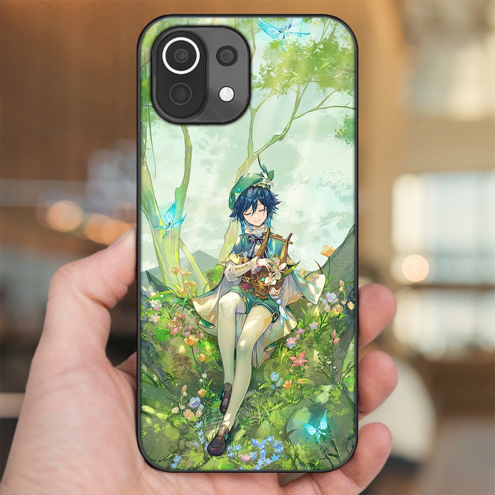 Ốp lưng Xiaomi Mi 11 Lite viền đen in hình Venti Genshin Impact