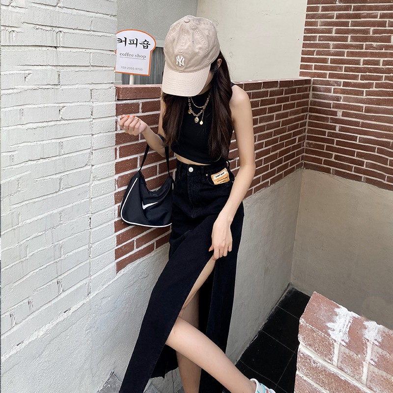 Chân váy vải jean xẻ tà thời trang nữ quyến rũ | BigBuy360 - bigbuy360.vn