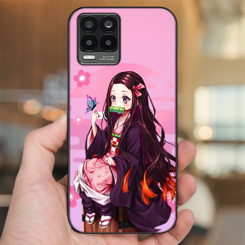 Ốp lưng Realme 8, 8 Pro viền đen in hình Nezuko Kimetsu no Yaiba