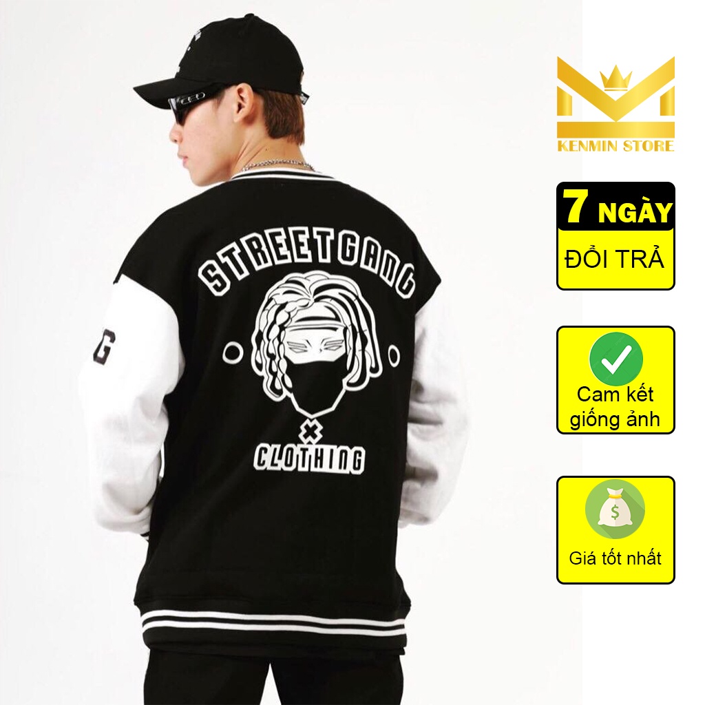 Áo Khoác Bomber Streetgang Gió Thu Đông Unisex - Áo Bomber Chữ Trước Ngực - Form Rộng Freesize Chuẩn Như Ảnh