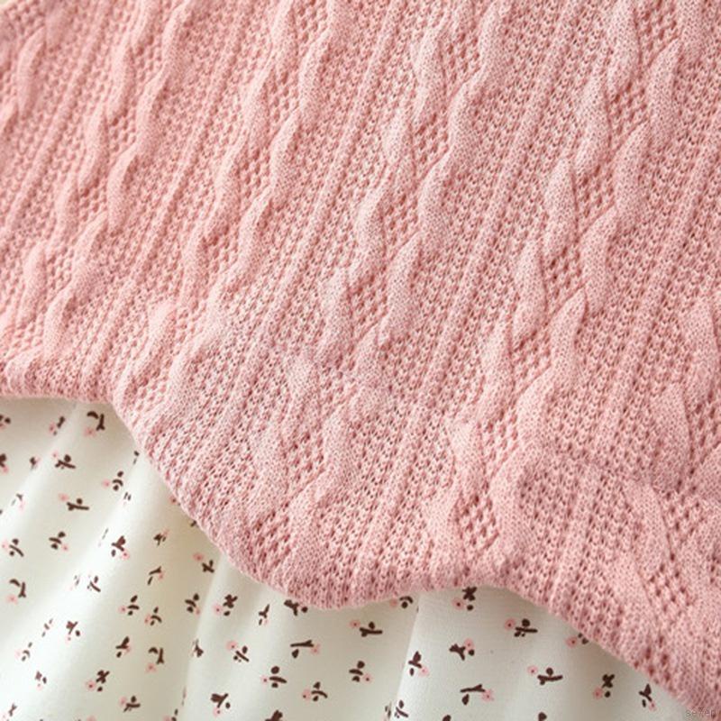 Đầm bé gái tay dài in hoa phong cách Hàn Quốc Se7en