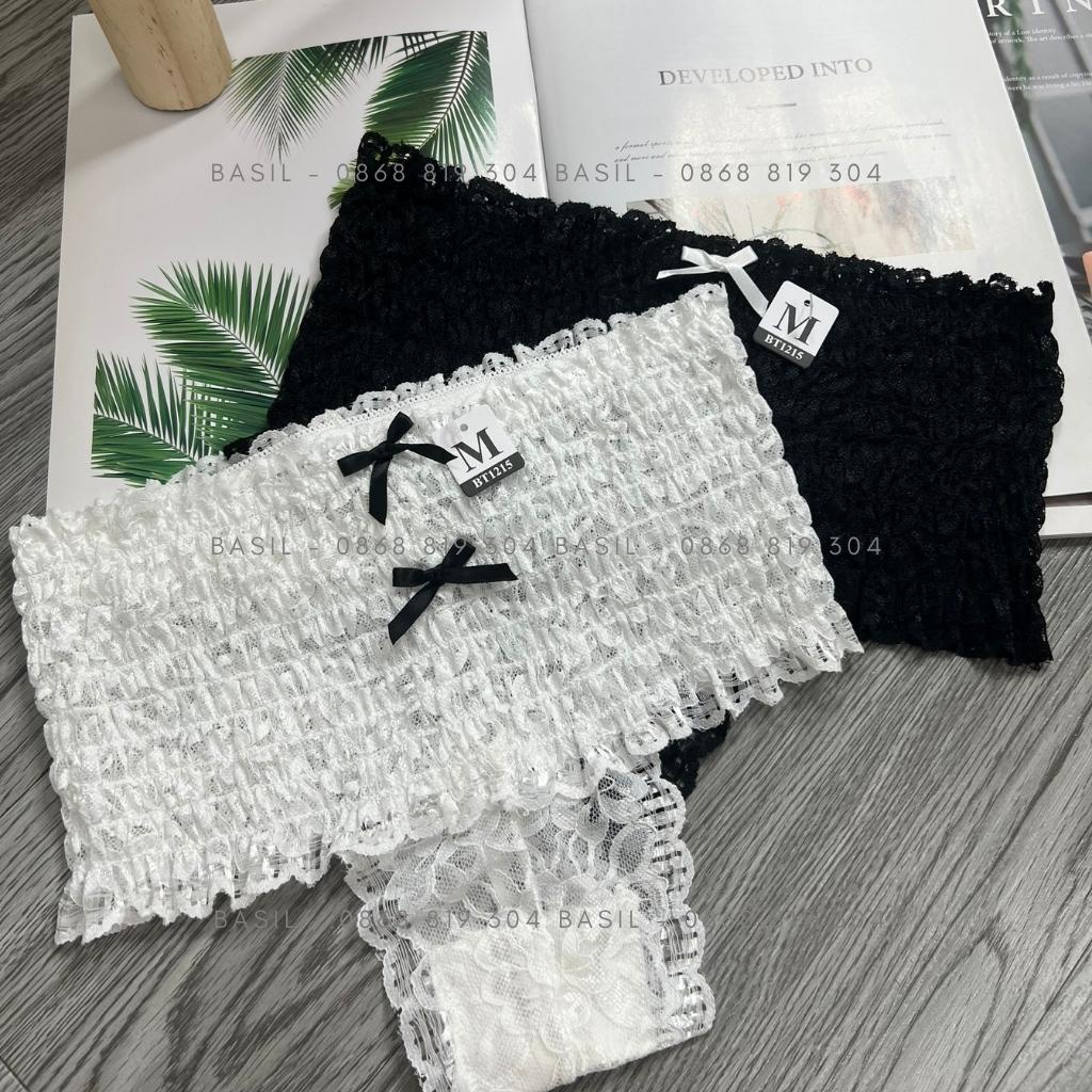 Quần lót nữ S12 set 2 quần cạp cao ren hoa gợi cảm BASIL