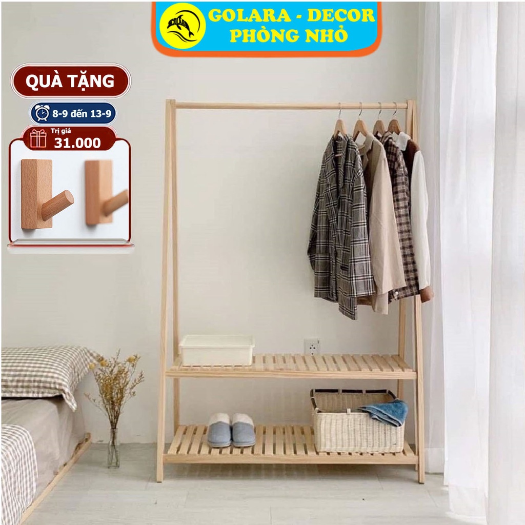 Giá Treo Quần Áo - Kệ Treo Quần Áo Chữ A 2 Tầng - Gỗ Thông Cao Cấp