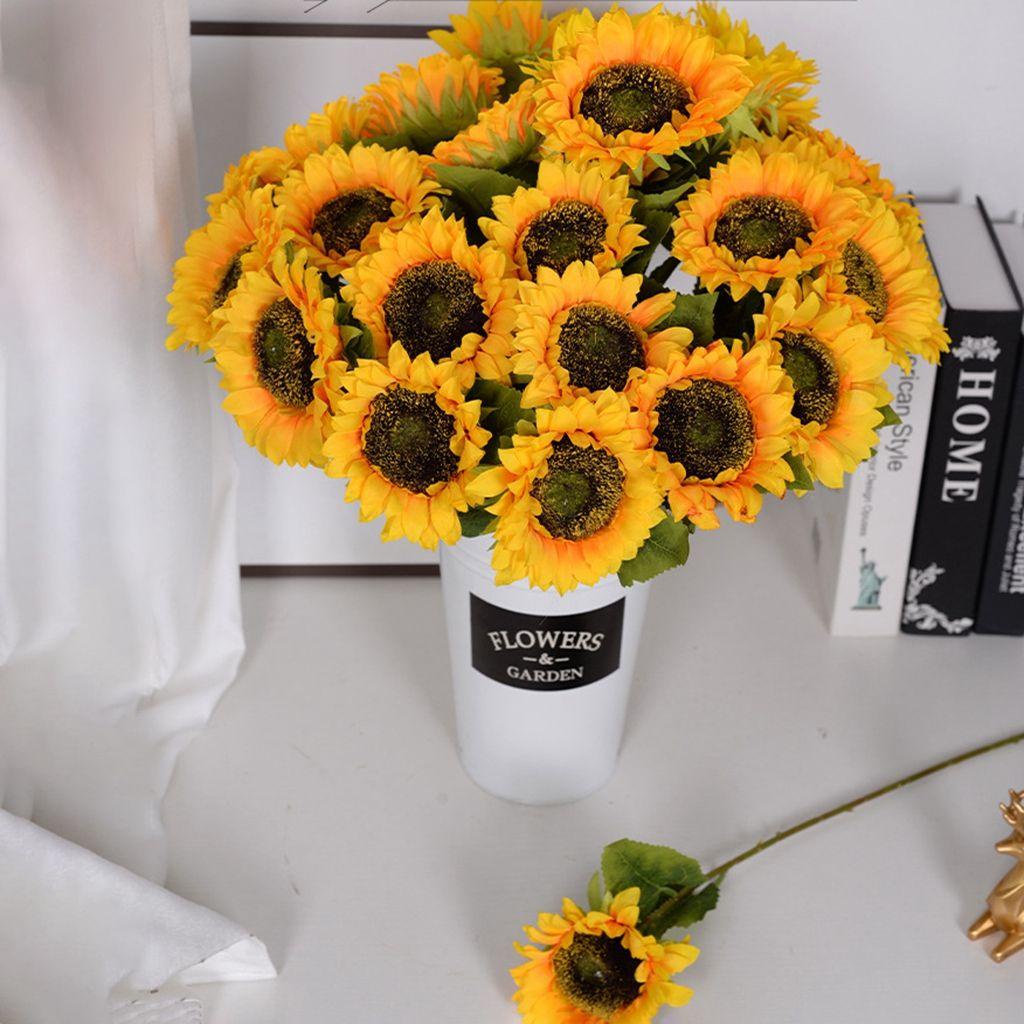 IVORY Bó Hoa Hướng Dương Nhân Tạo Bằng Lụa 20 Trong 1