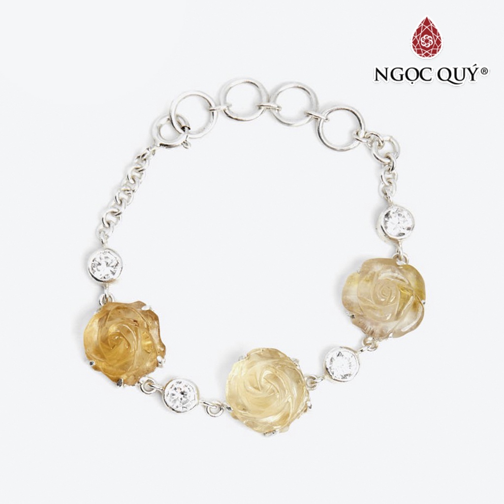 Lắc tay bạc phối hoa mẫu đơn TA vàng - Ngọc Quý