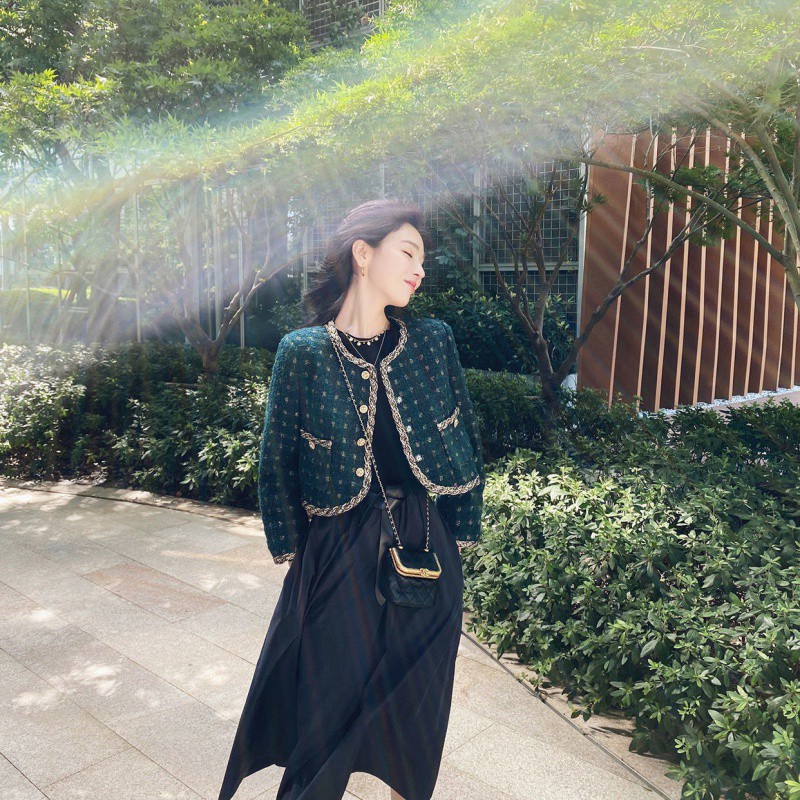 Ảnh thật 3 hình cuối-2W78.Áo khoác Tweed ngắn phong cách Hàn Quốc