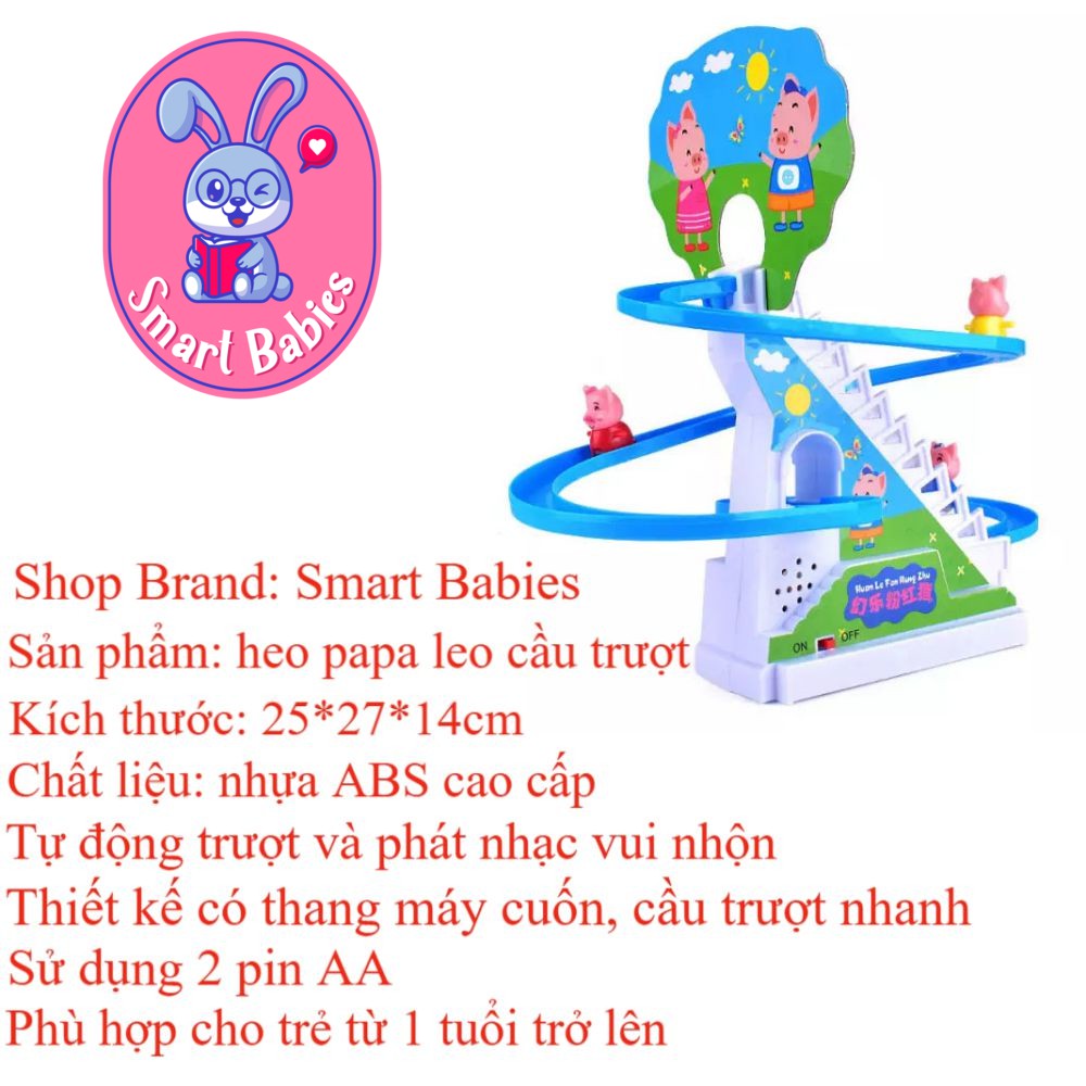 Hộp đồ chơi heo Peppa leo cầu thang trượt cầu trượt có nhạc có ánh sáng kích thước 25 x 27 x 14cm