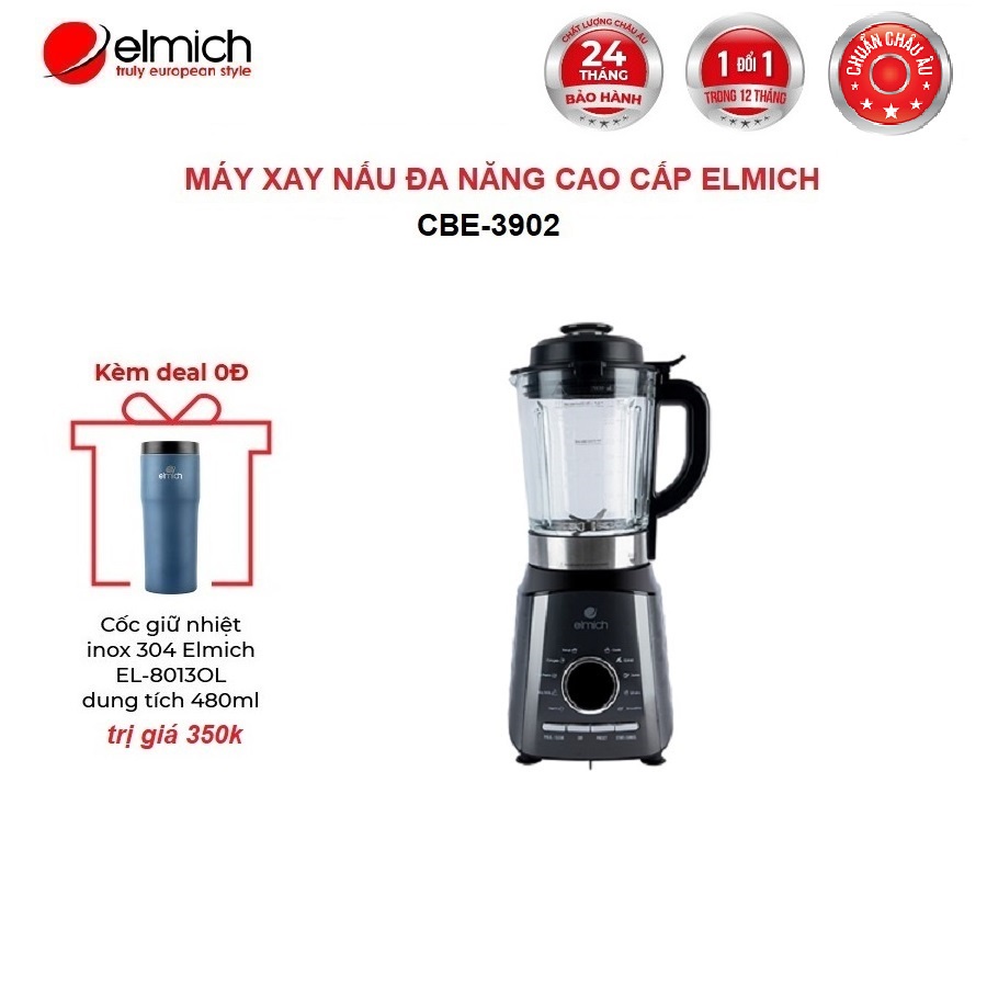 [Mã ELHA03 giảm 5% đơn 300K] Máy làm sữa hạt đa năng cao cấp 9 chế độ nầu Elmich CBE-3902