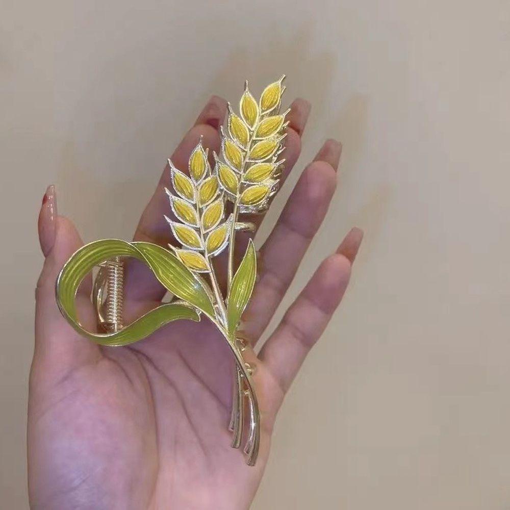Fallforbeauty Kẹp Tóc Càng Cua Hình Lá Lúa Mì Thanh Lịch Cá Tính Hợp Thời Trang Cho Nữ