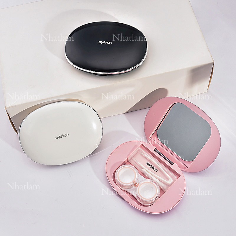 Khay đựng lens hình hộp phấn xinh xắn - khay dụng bộ cụ đeo lens, kính áp tròng | Nhật Lam Contact Lens