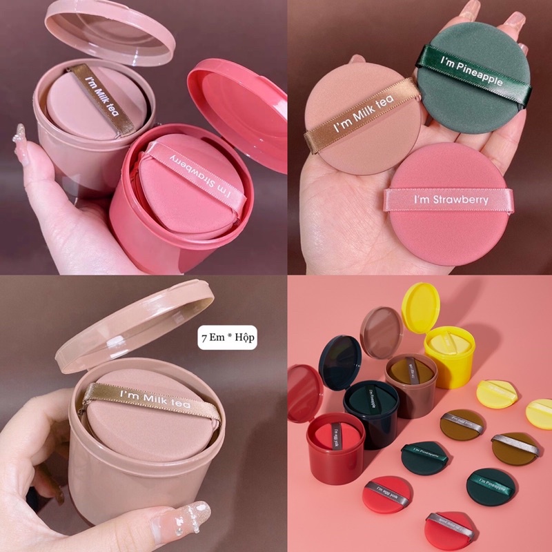1 hộp 7 Bông mút đánh cushion siêu mềm mịn có hộp