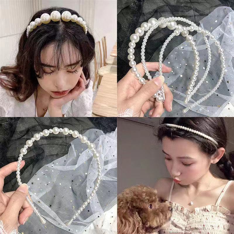 Bờm cài tóc ngọc trai nhân tạo phong cách Hàn Quốc mấn áo dài tết cô dâu