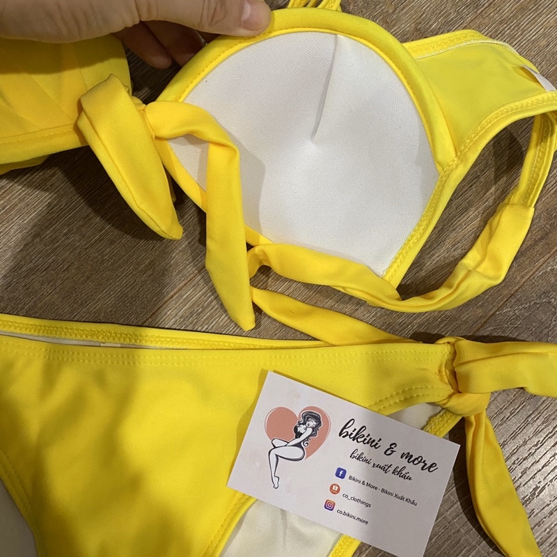 [BKN181] &lt;ÂU&gt; SET BIKINI VÀNG NƠ NGỰC (CÓ GỌNG)