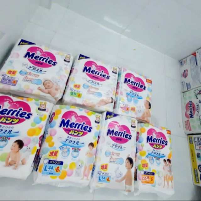 (Cộng Miếng )Tã/ Bỉm dán/ Quần merries nội địa địa nhật .Size NB/S/M/L/1X/2X.