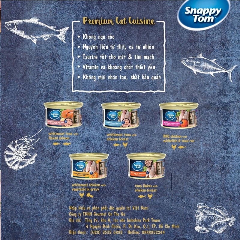 Thức ăn pate Snappy Tom Premium 85g dành cho mèo. Thức ăn cho mèo dạng sốt - Kitty Pet Shop