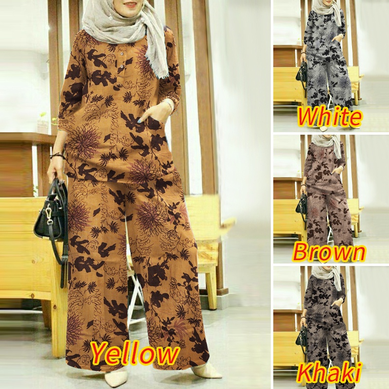 Zanzea Set Đồ Dài 3/4 Phong Cách Hồi Giáo Cho Nữ