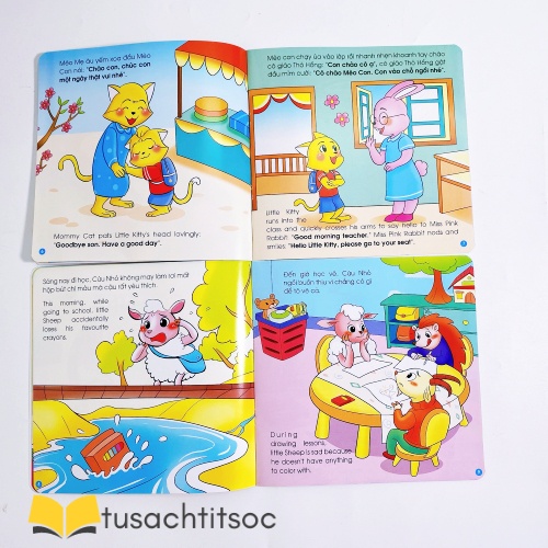 Sách - Truyện Tranh Kỹ Năng Giao Tiếp Ứng Xử Cho Bé  Song Ngữ Có File Nghe Đọc Tiếng Anh túi 10 cuốn