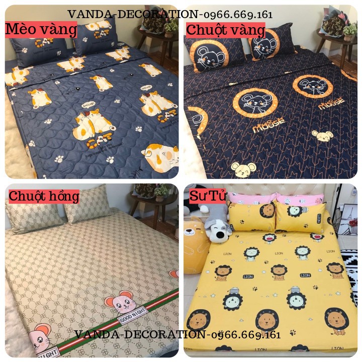 Set ga gối Cotton Poly họa tiết trẻ trung - Hàng đẹp không bai xù