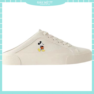 Giày Lười Canvas In Hình Chuột Mickey Dễ Thương
