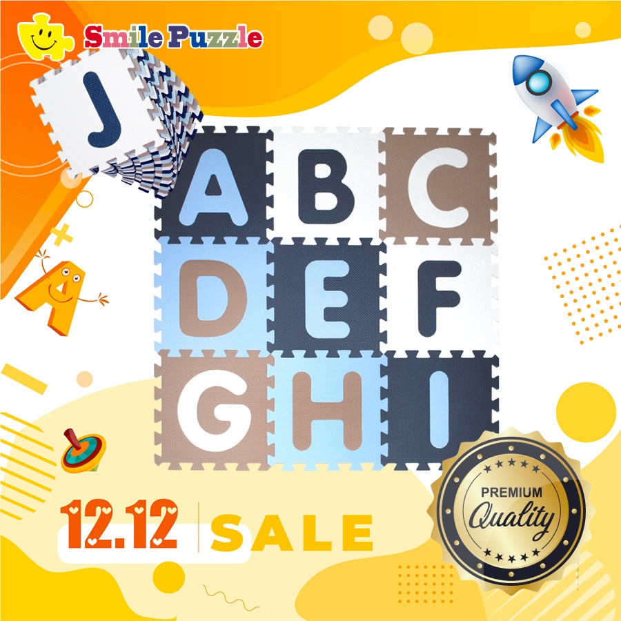 THẢM CHƠI CHO BÉ SMILE PUZZLE - CHỮ CÁI PASTEL - KHÔNG MÙI - TIÊU CHUẨN CHÂU ÂU (26 miếng, kích thước 1,5mx1,5m)