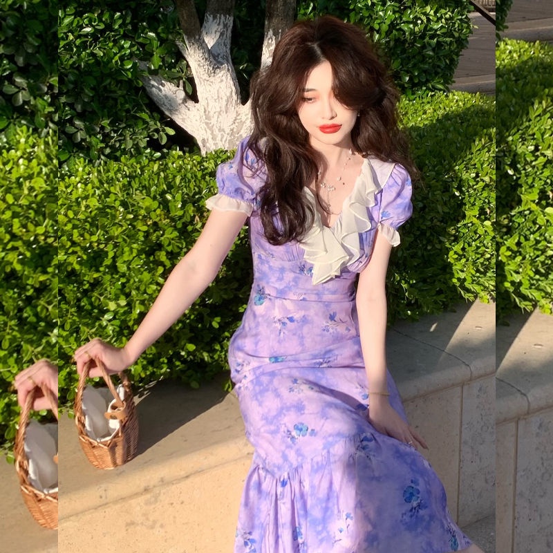 Đầm Midi Màu Tím Dáng Ôm Thời Trang Mùa Hè Xinh Xắn Cho Nữ