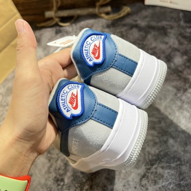 Giày Nikke AirForce1 Low Athletic Club/Af1 Xám Viền Xanh, CLUB XÁM XANH
