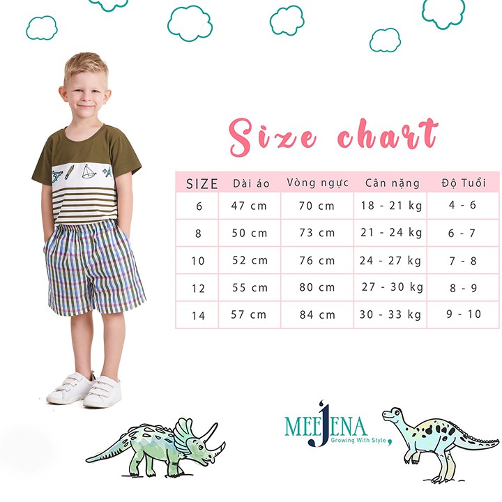 Đồ Bộ Bé Trai Thun Sọc Ngang 18-33 kg Vải 100% COTTON - MEEJENA - 601