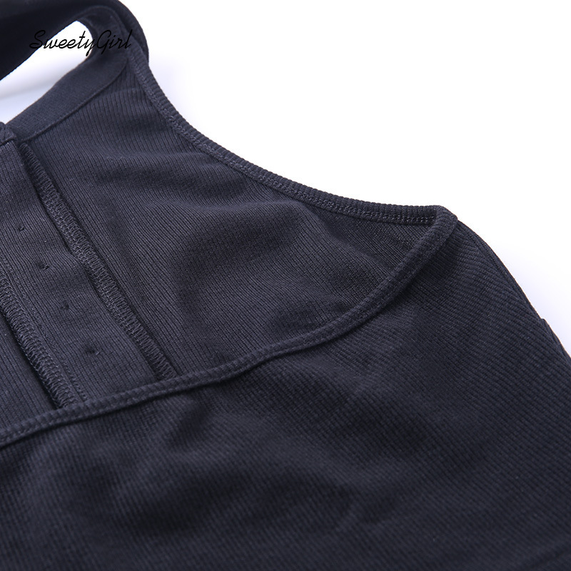 Áo croptop sát nách màu trơn cổ bẻ cài nút thời trang cho nữ