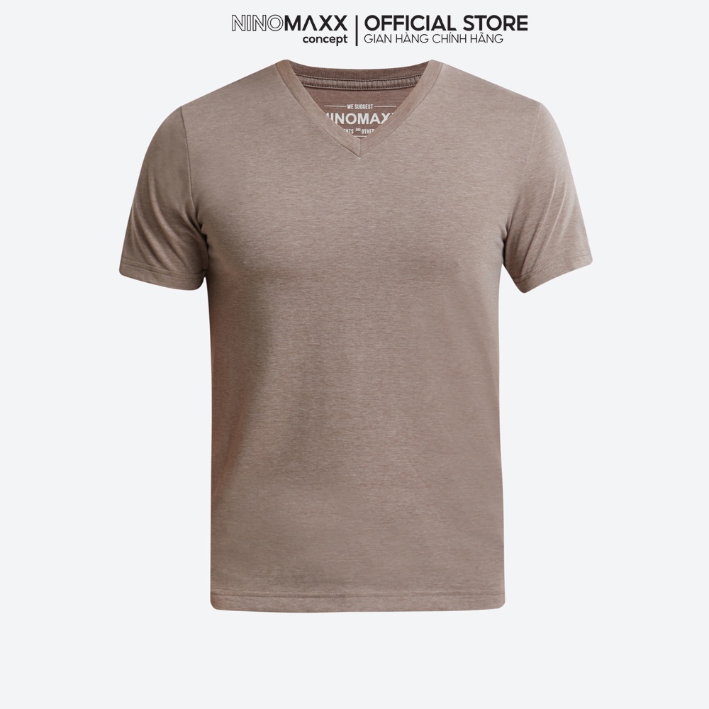 NINOMAXX Áo thun Basic Nam tay ngắn RED cổ tim trơn cotton pha polyester 1801028