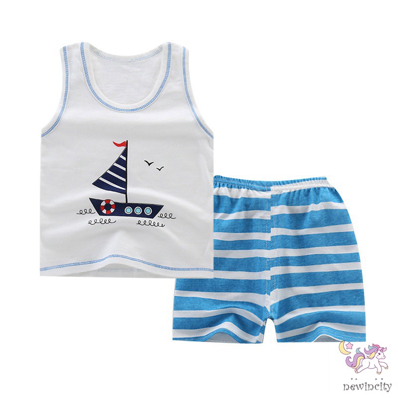 Bộ Áo Ba Lỗ In Hình + Quần Đùi Cho Bé